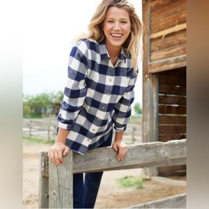 L.L. Bean Flannel Plaid Organic Cotton Button Down Shirt